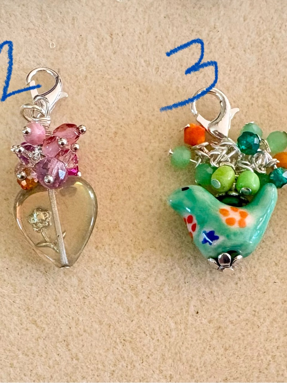 Various Zip Pulls/Purse Charms with Beaded Cluster